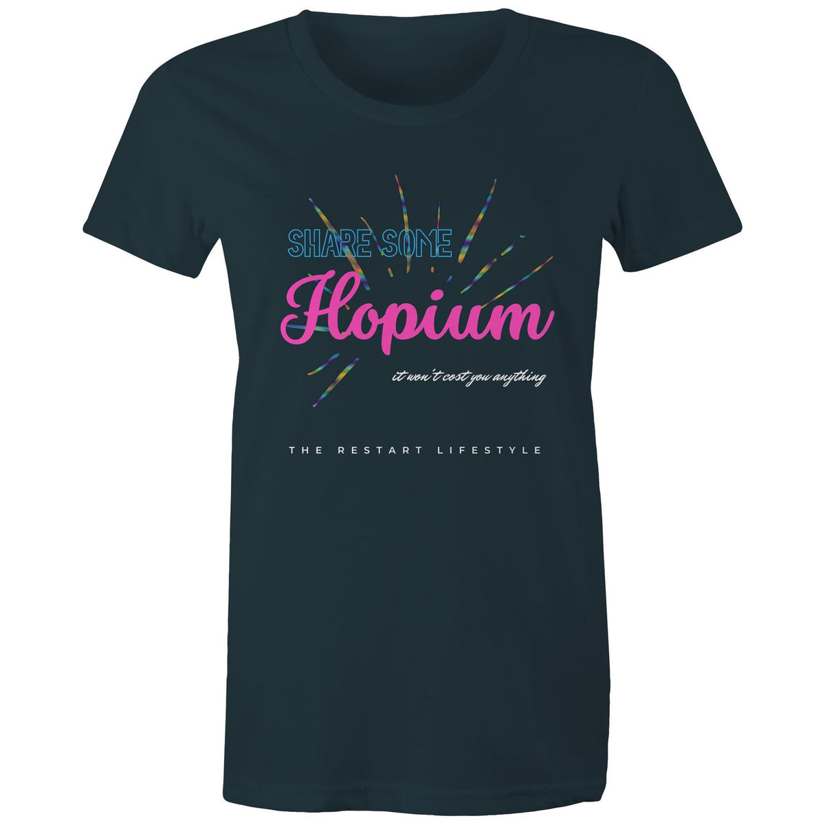 Premium Woman's T-Shirt - Hopium Design - (Dark Colors)
