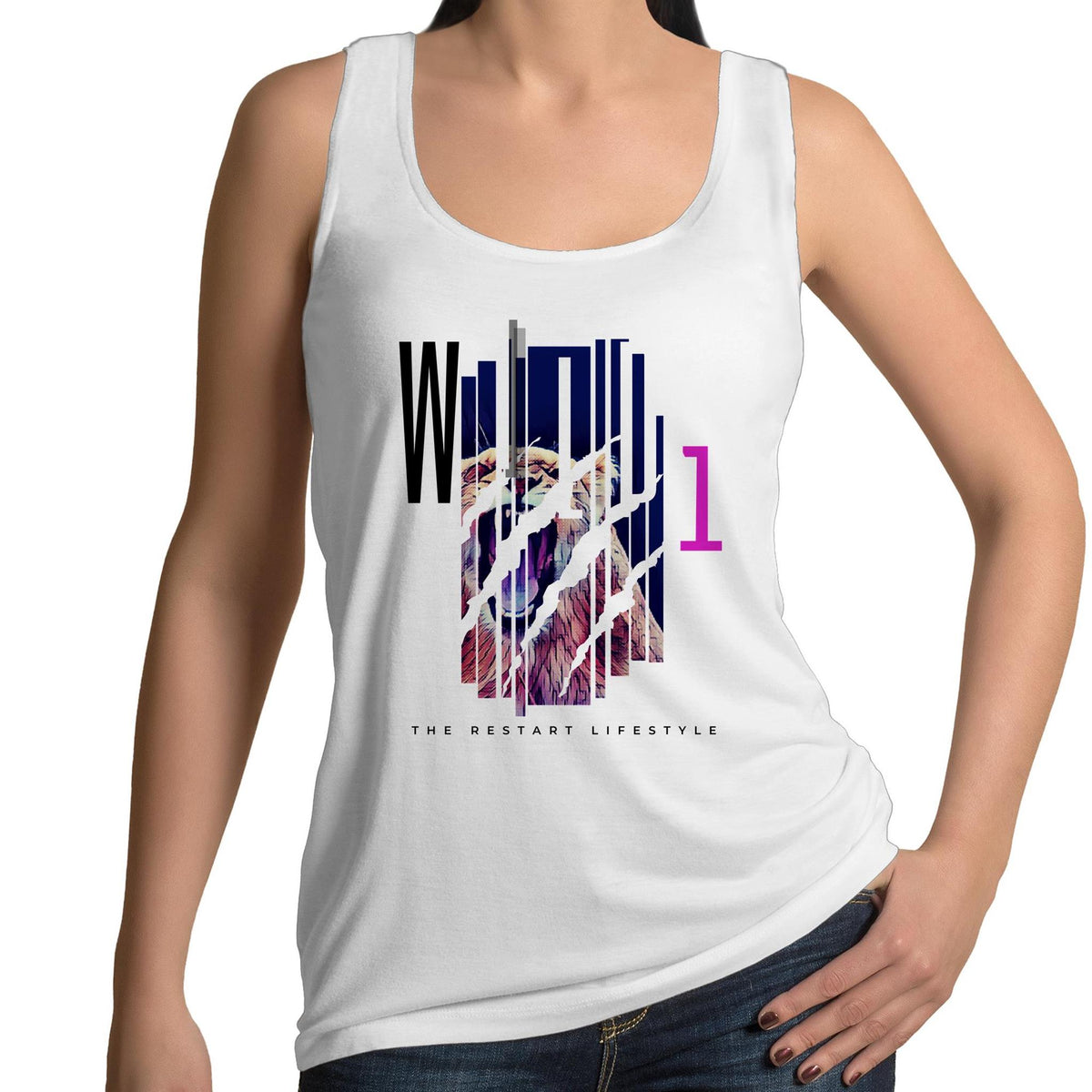 Women's Singlet Top - Wild 1 - White