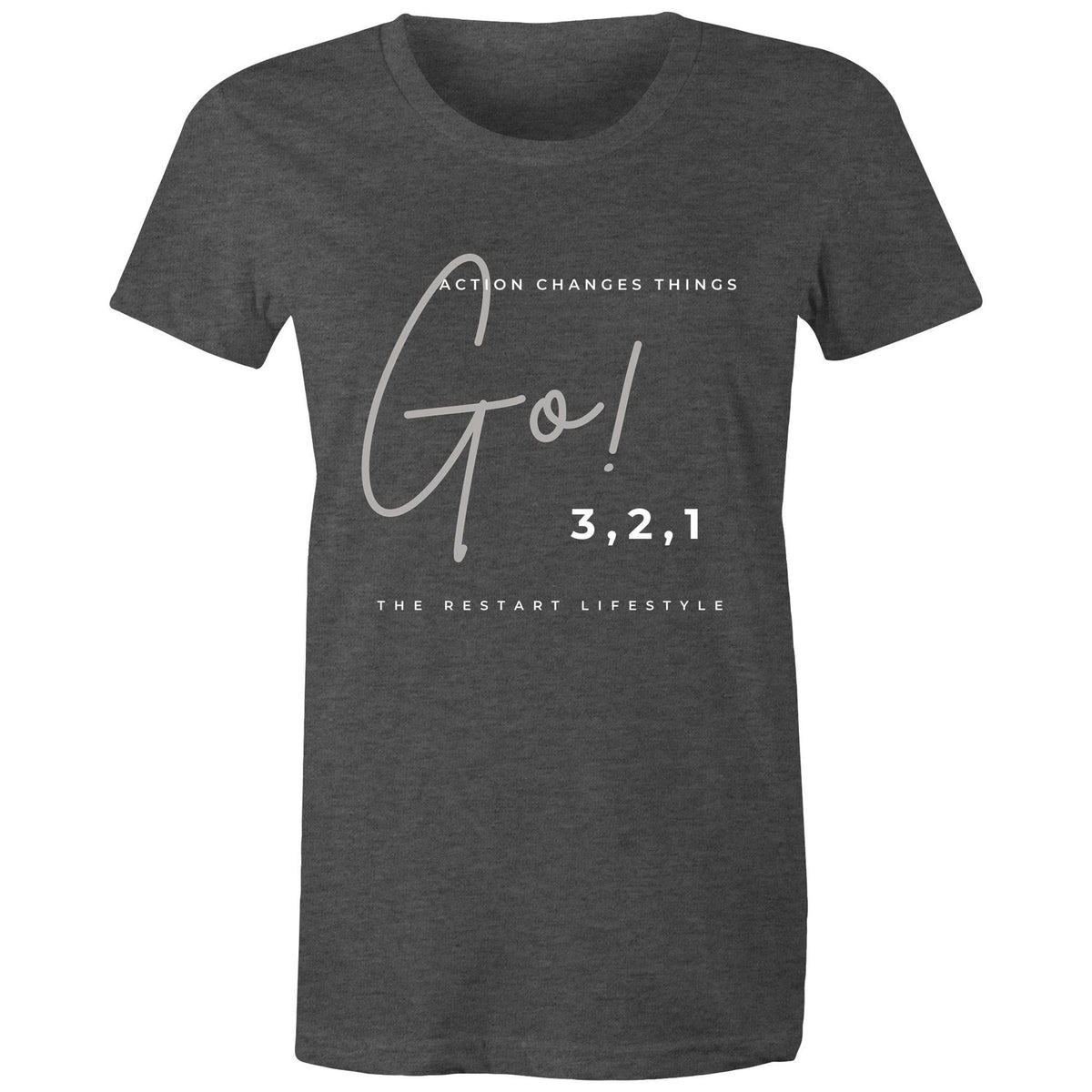 Premium Woman's T-Shirt - 3, 2, 1 Go! Design - (Dark Colors)