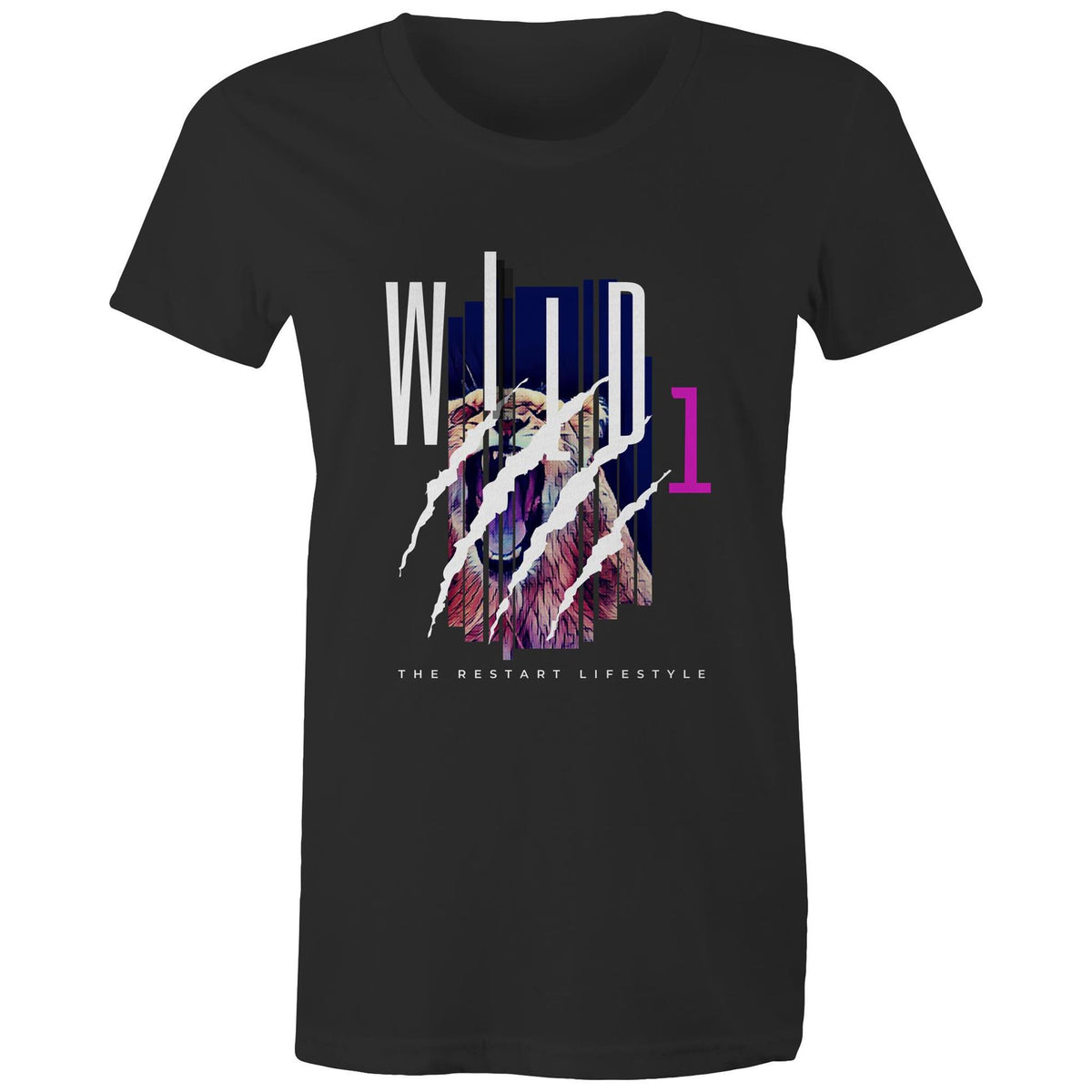 Premium Woman's T-Shirt - Wild 1 Design - (Dark Colors)