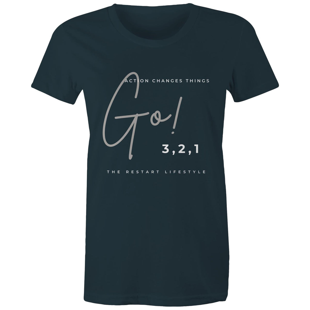 Premium Woman's T-Shirt - 3, 2, 1 Go! Design - (Dark Colors)
