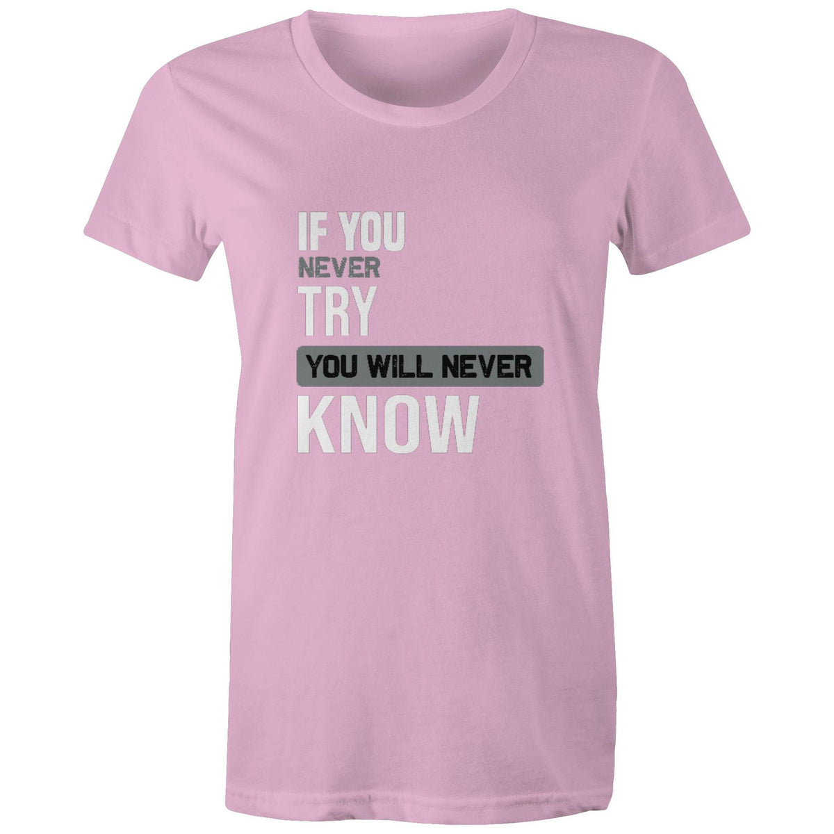 Premium Woman's T-Shirt - Never Know Design - (Dark Colors)