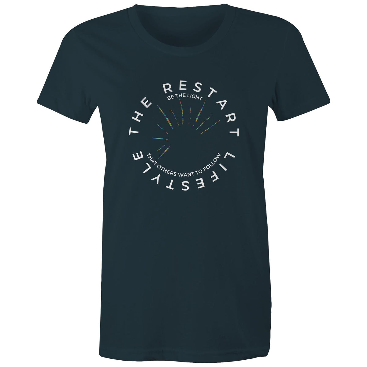 Premium Woman's T-Shirt - The Restart Lifestyle Circle - (Dark Colors)