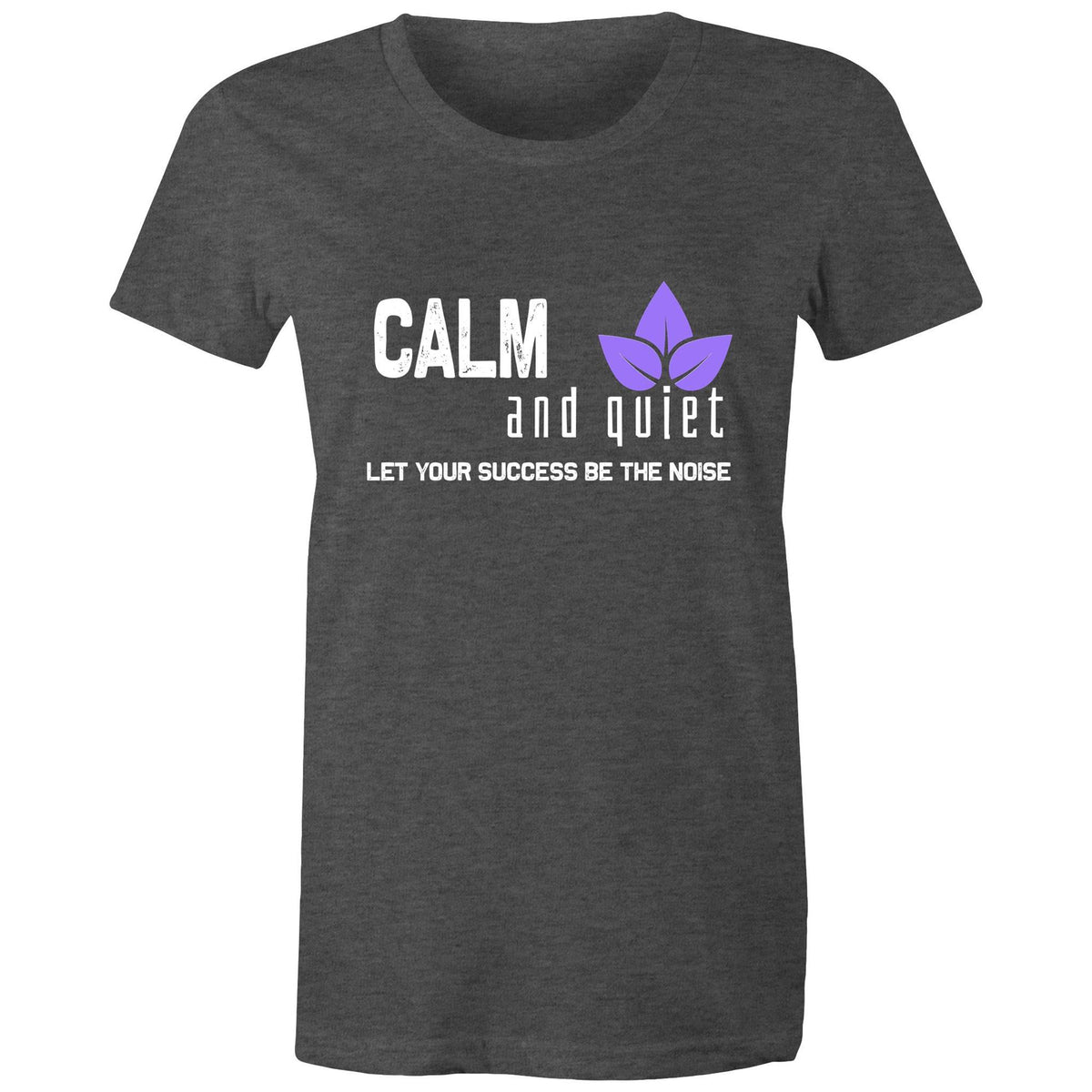 Premium Woman's T-Shirt - Calm and Quiet Design - (Dark Colors)