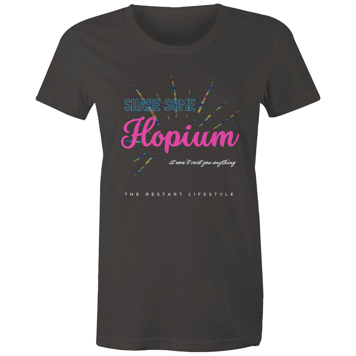 Premium Woman's T-Shirt - Hopium Design - (Dark Colors)