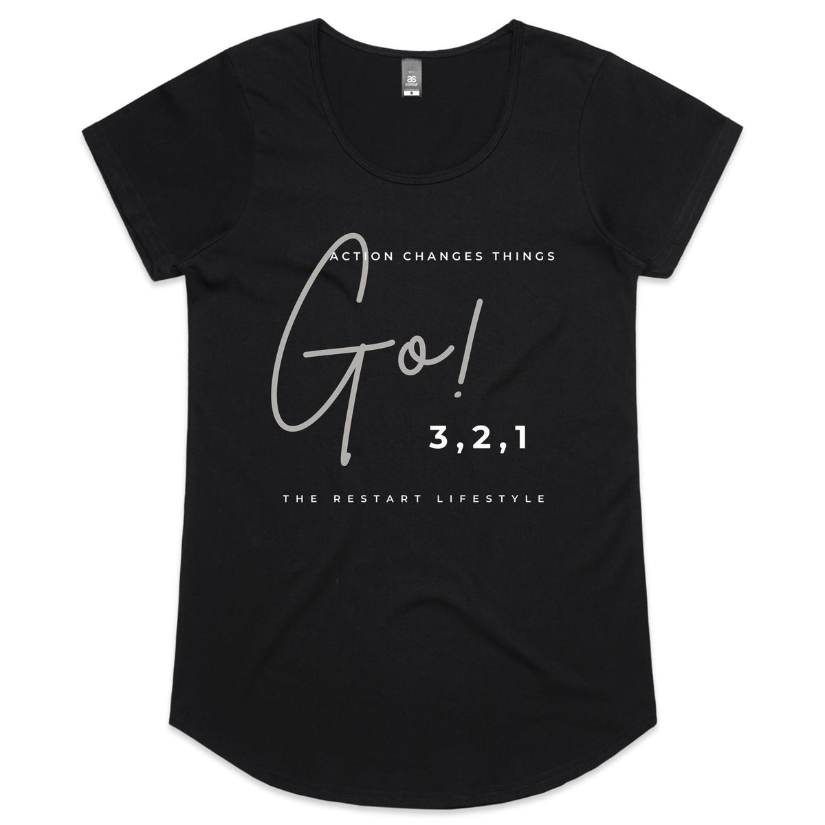Womens Scoop Neck T-Shirt - 3, 2, 1 Go! Design