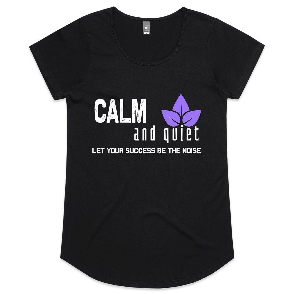 Womens Scoop Neck T-Shirt - Calm and Quiet Design