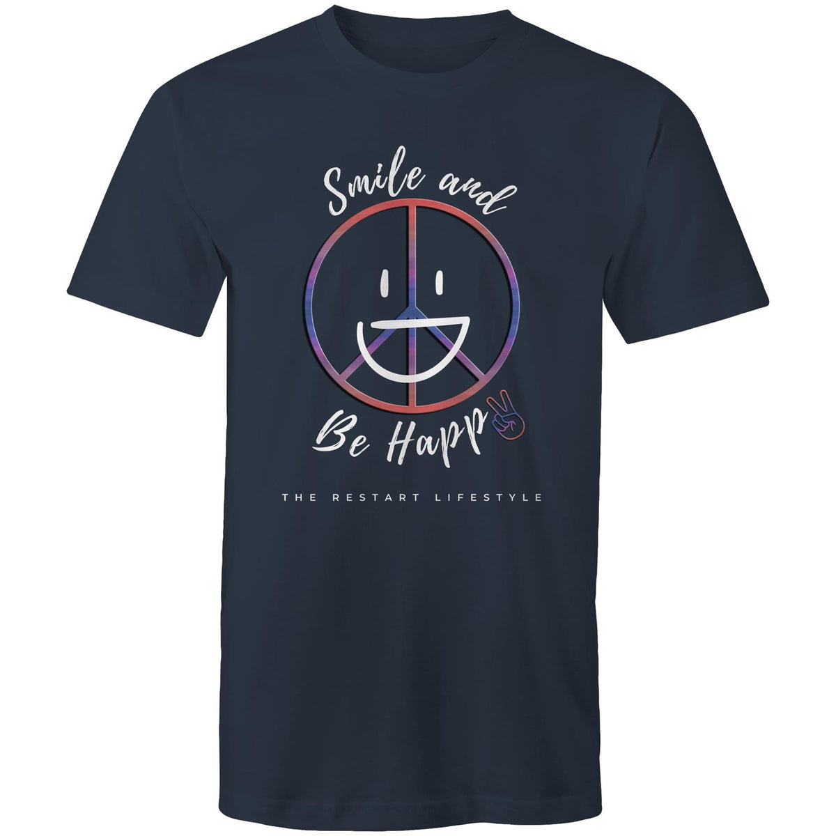 Premium Men's T-Shirt - Be Happy Design - (Dark Colors)