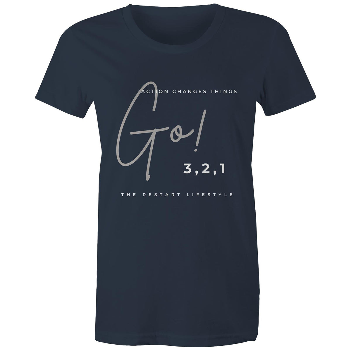 Premium Woman's T-Shirt - 3, 2, 1 Go! Design - (Dark Colors)
