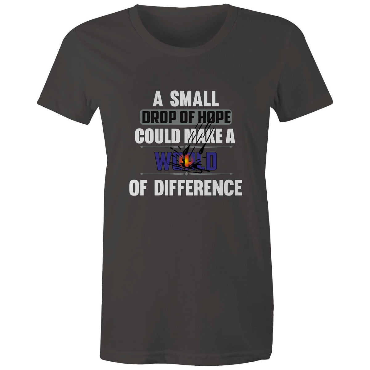 Premium Woman's T-Shirt - Drop of Hope Design - (Dark Colors)