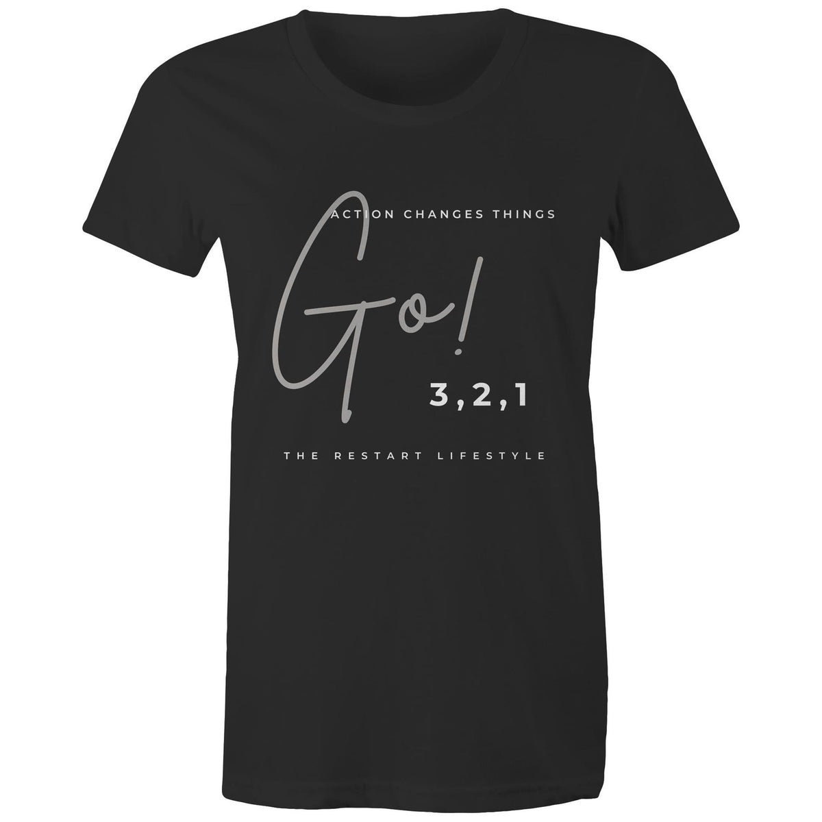 Premium Woman's T-Shirt - 3, 2, 1 Go! Design - (Dark Colors)