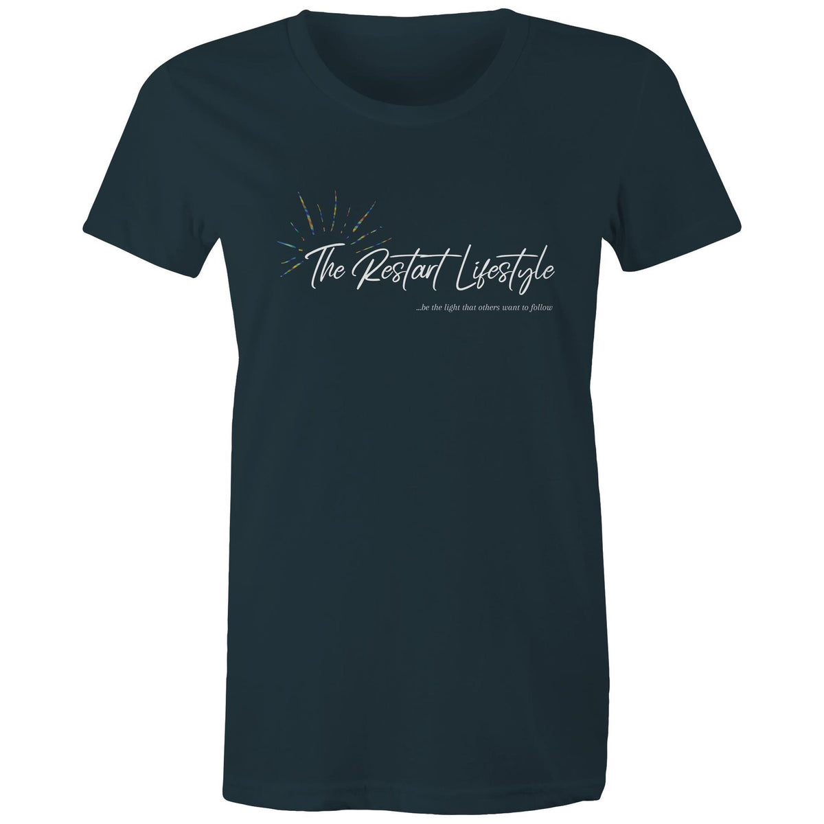 Premium Woman's T-Shirt - The Restart Lifestyle Logo - (Dark Colors)