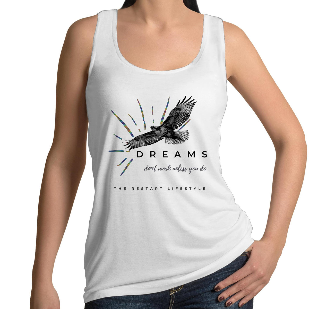 Women's Singlet Top - Dreams Design - White