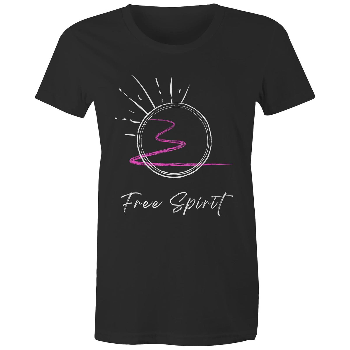 Premium Woman's T-Shirt - Free Spirit Design - (Dark Colors)