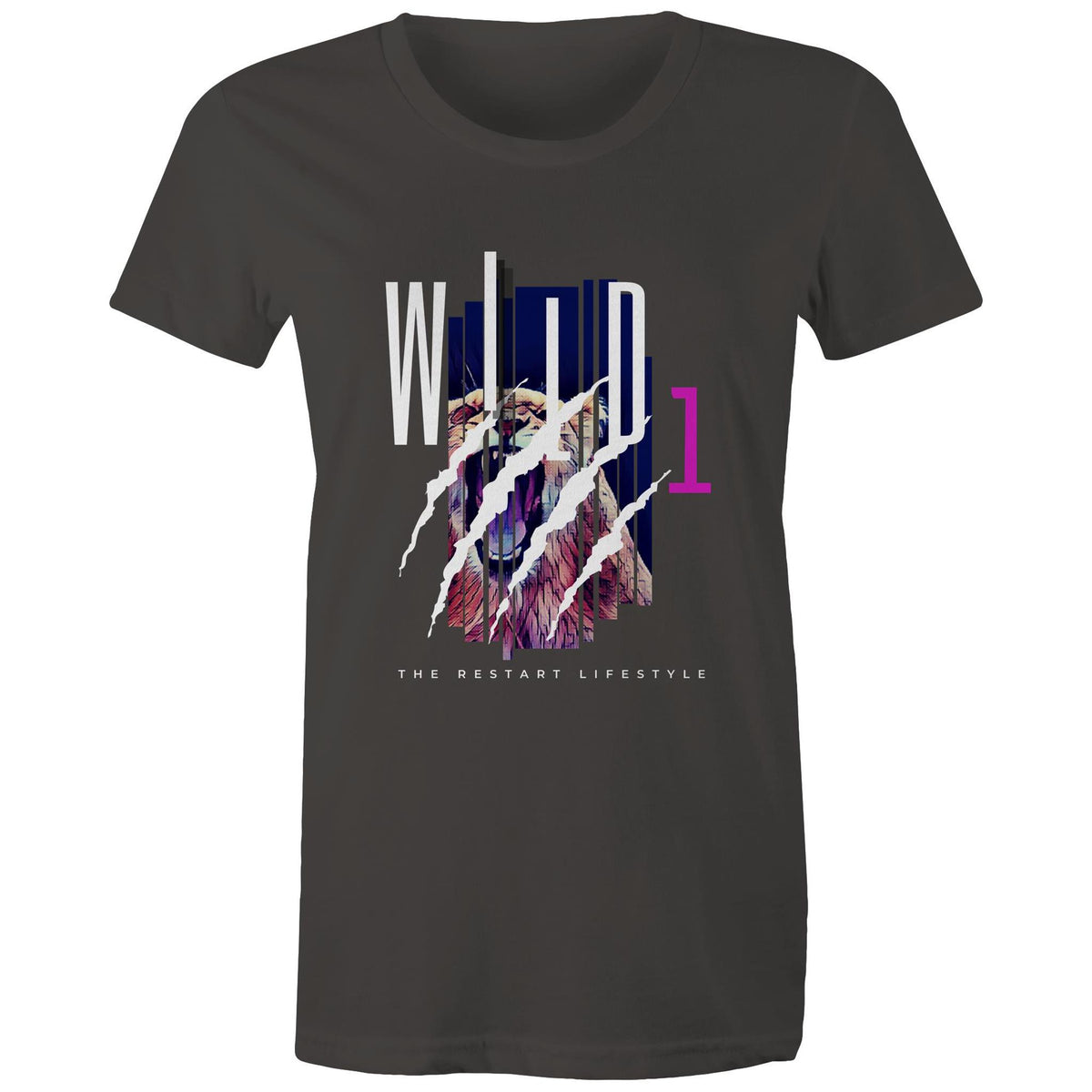 Premium Woman's T-Shirt - Wild 1 Design - (Dark Colors)