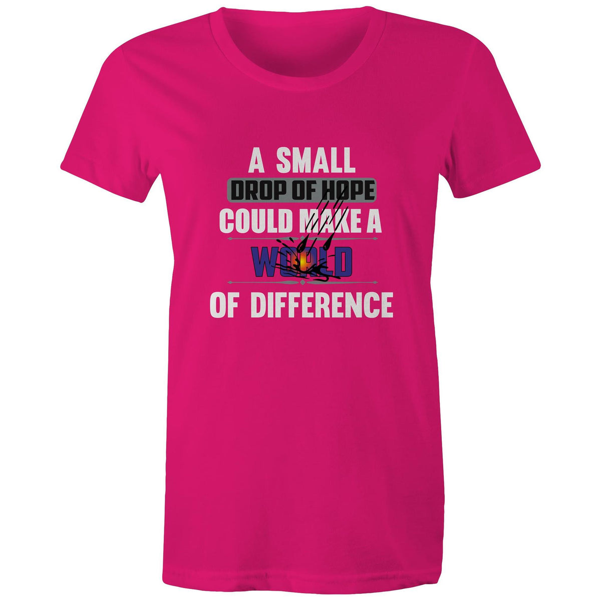 Premium Woman's T-Shirt - Drop of Hope Design - (Dark Colors)