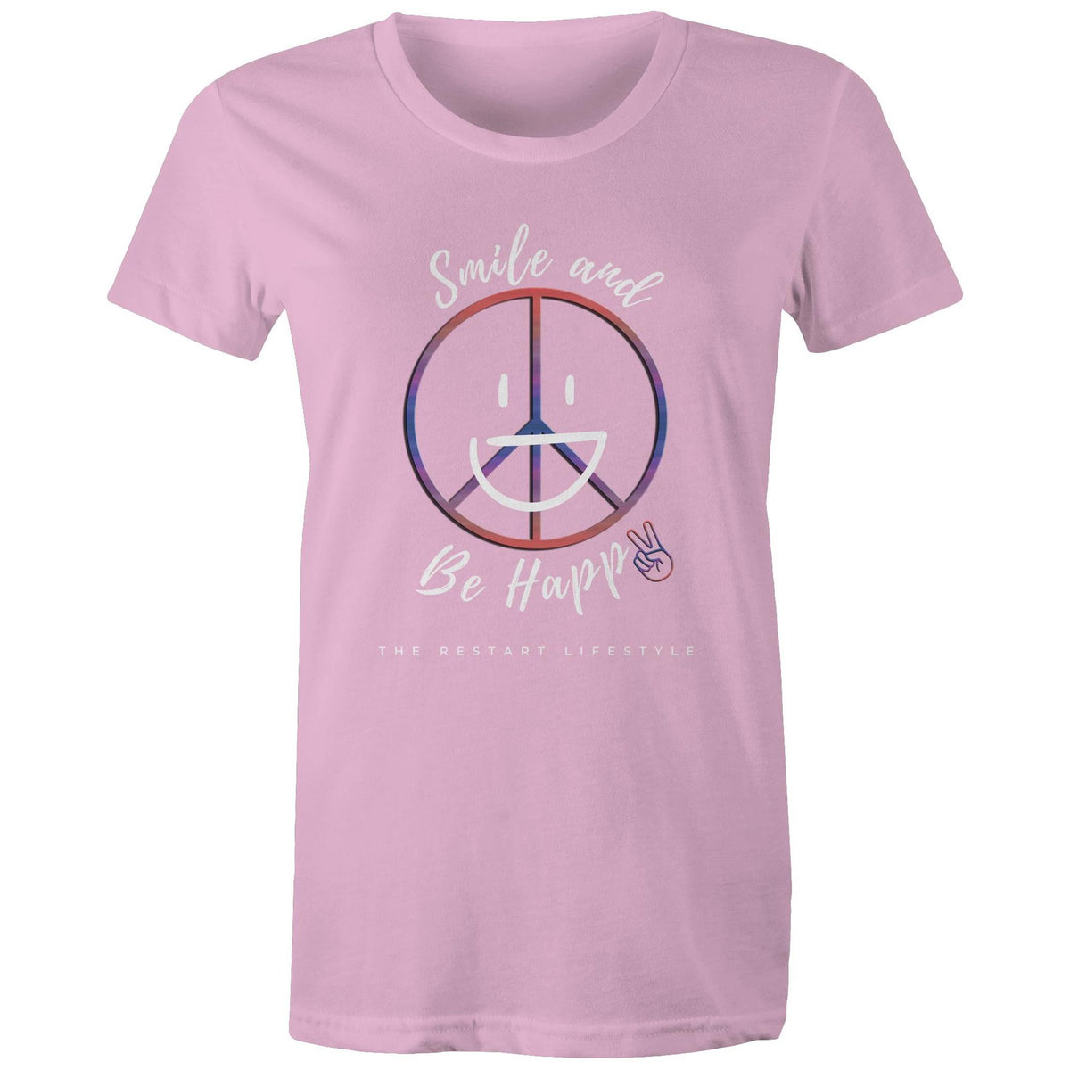 Premium Woman's T-Shirt - Be Happy Design - (Dark Colors)