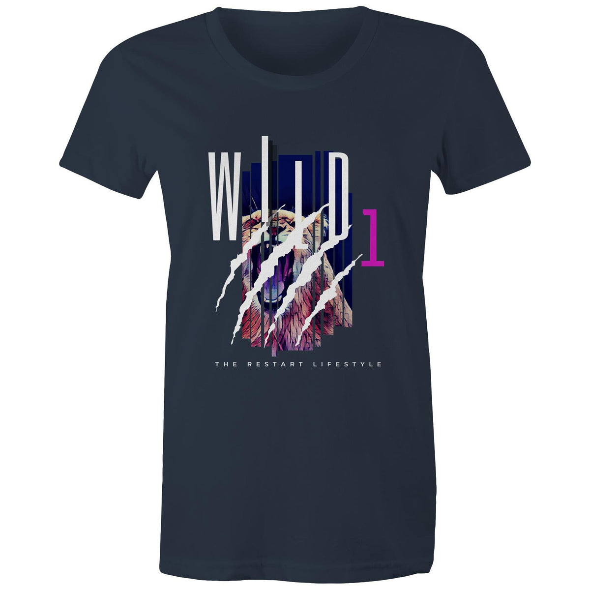 Premium Woman's T-Shirt - Wild 1 Design - (Dark Colors)